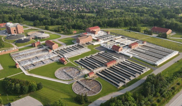 An aerial view of the Mid-Halton Wastewater Treatment Plant.