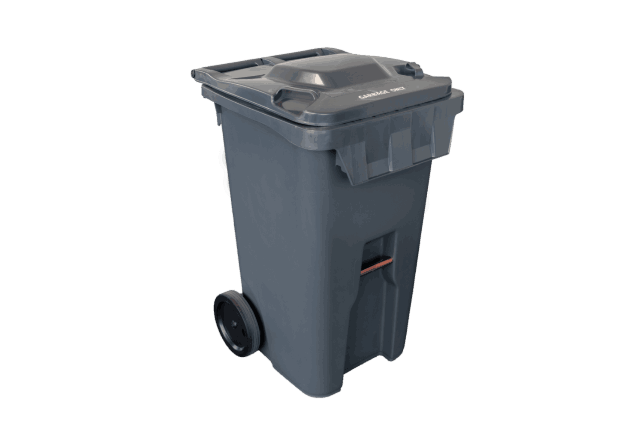 A black 240-litre Wheeled Garbage Cart.