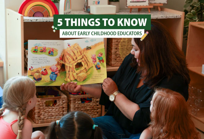 Early childhood educator reading with children