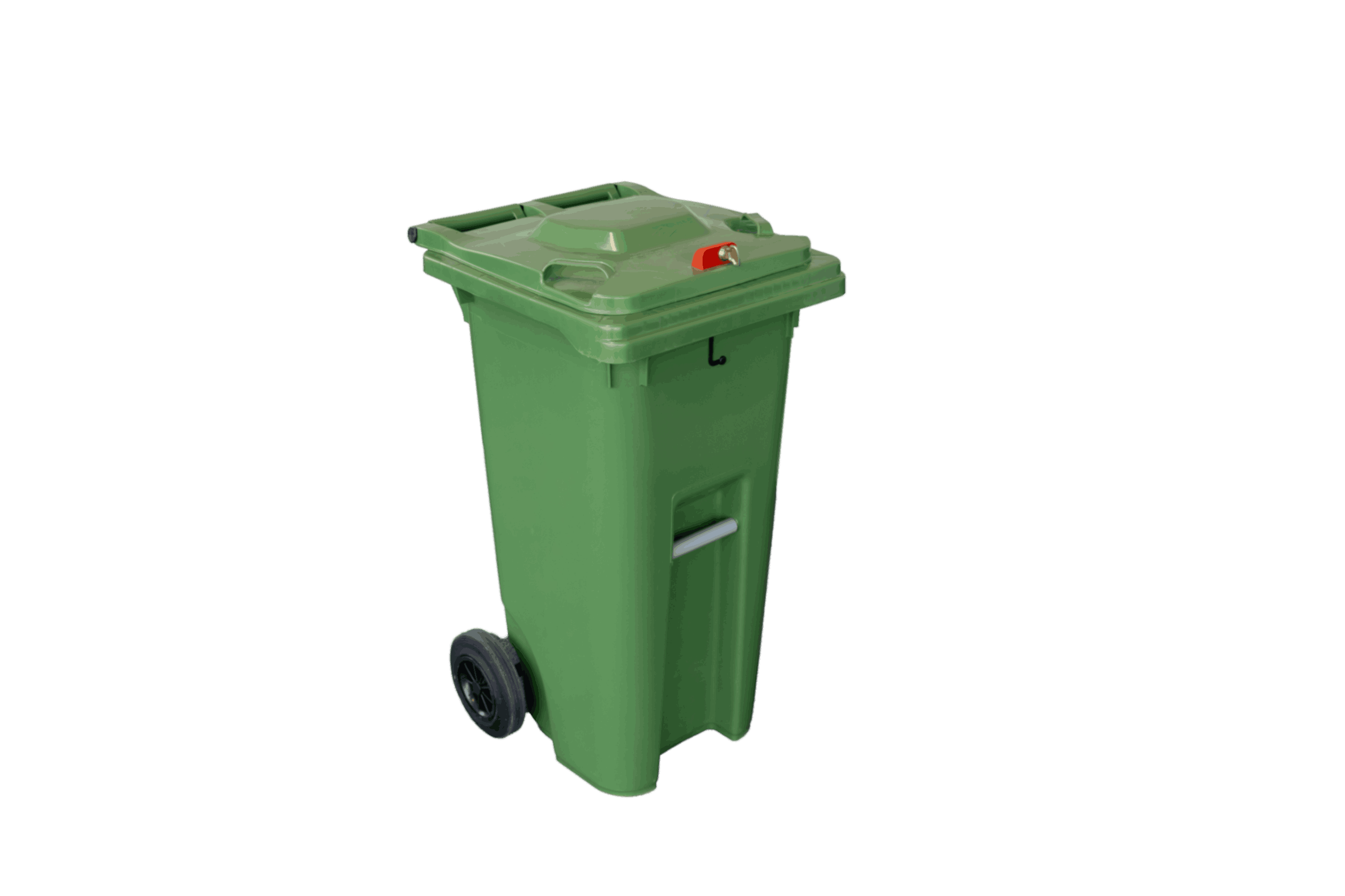 A green 120-litre Wheeled Organics Cart.