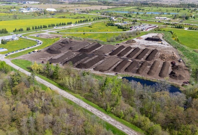 An aerial view of compost at the Halton Waste Management Site
