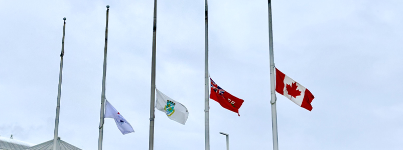 Flags at Halton Regional Center at half-mast