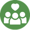 icon of people with heart over their heads