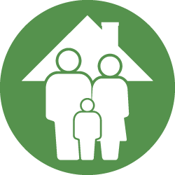 icon of family with roof over thier heads