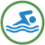 Icon of a stick person swimming in water circled in green. This icon indicates that it's safe to swim.