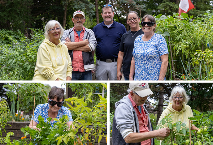 Collage of gardeners posing at Pinedale Avenue garden.