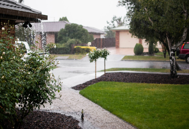rainy day in a neighbourhood