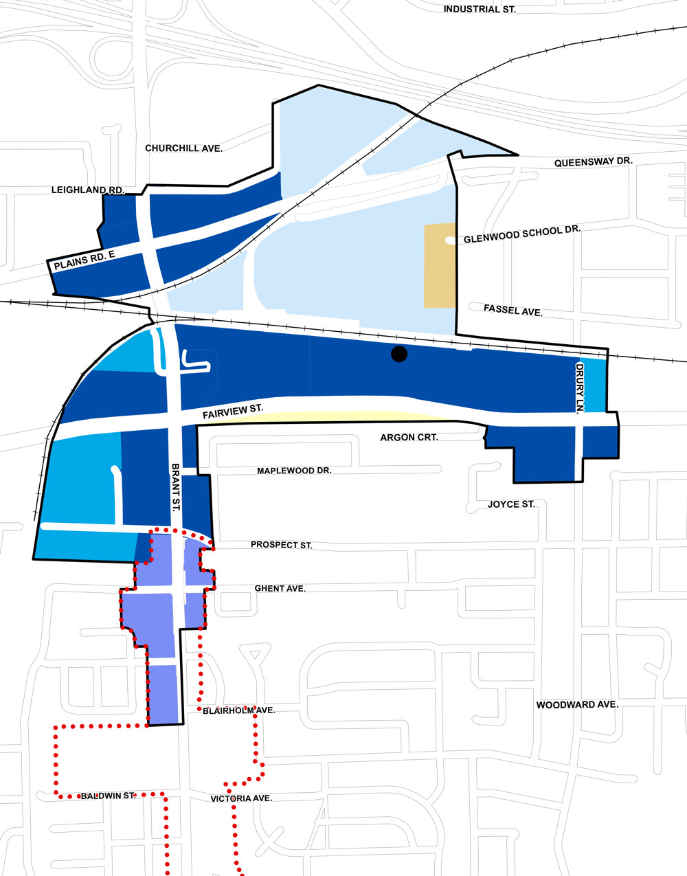 A map depicting growth areas in Burlington