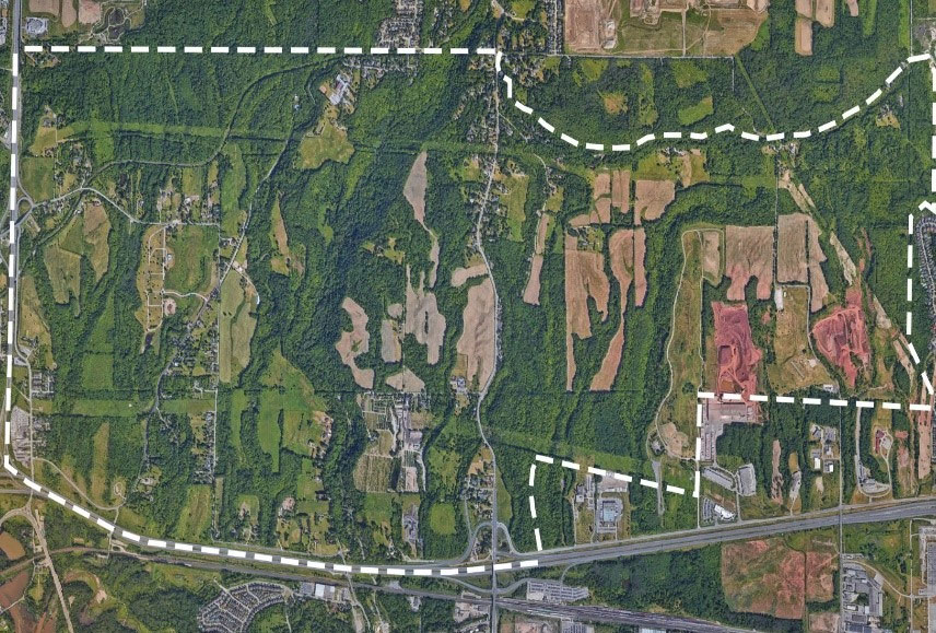 A topographical map of North Aldershot.