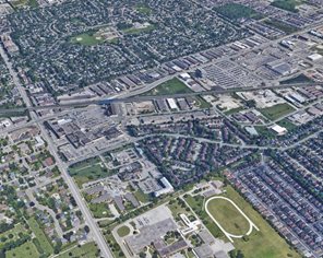 Aerial view of downtown Milton.