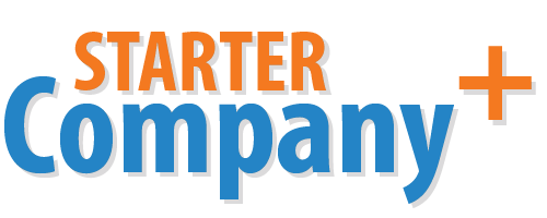 Logo for Starter Company Plus in Orange and Blue.