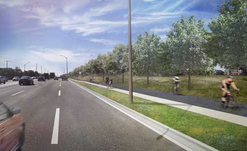 rendering of a completed Trafalgar Road intersection