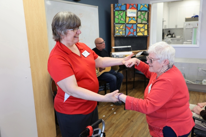 Dancing to music at the Silver Creek Adult Day Program in Georgetown