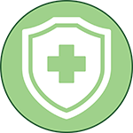 Sheild with plus sign icon