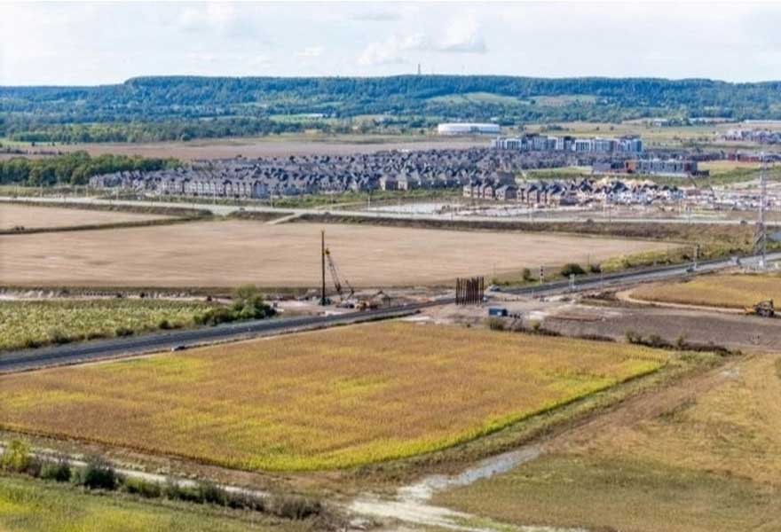 View of CN lands in Milton.