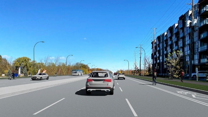 View of eastbound Dundas street, between Sutton Drive and Tremaine Road.