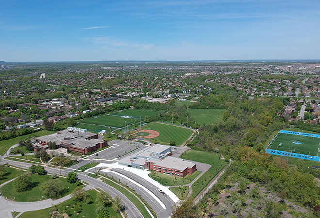 Arial shot of Oakville Ontario, near Sheridan campus