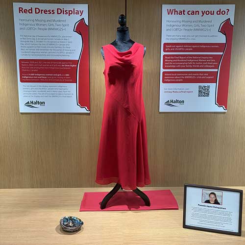 Red dress display at Halton Region