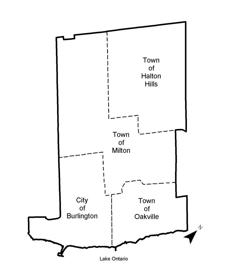 map of LOCAL MUNICIPALITES IN HALTON