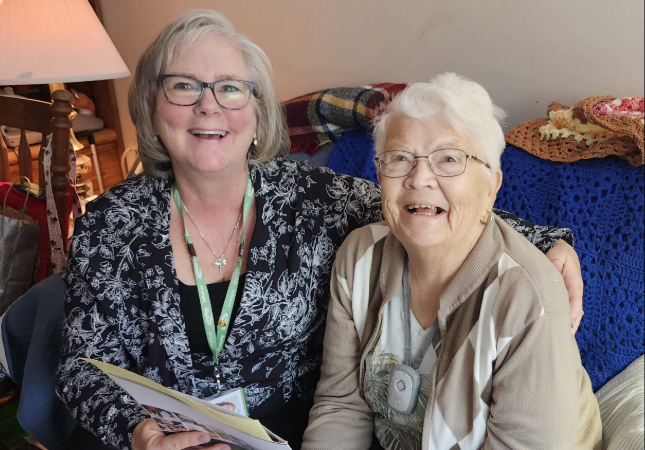 Discussing a care plan at John Rhodes Seniors Residence in Oakville