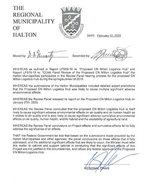 Milton Logistics Hub Resolution