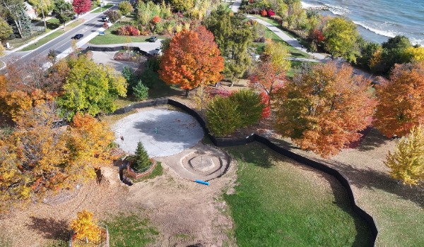 Aerial look at the development