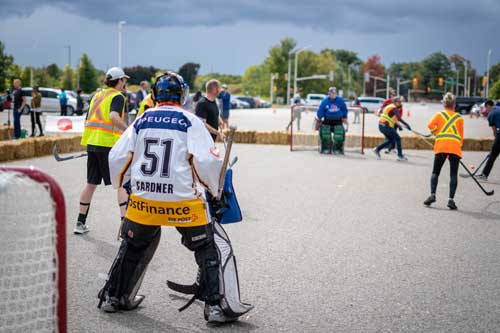a street hockey tournament game