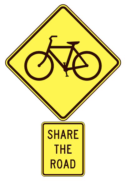 share the road sign with a bike logo