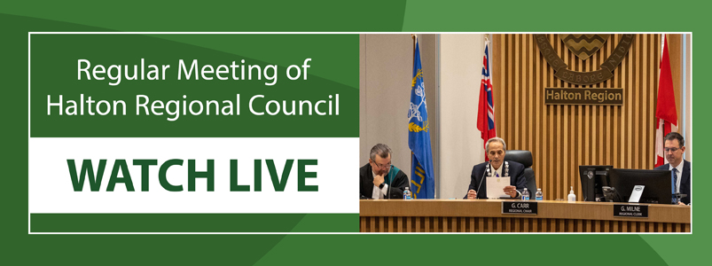 A meeting of Halton Regional Council in session at Council Chambers in Halton Regional Centre. 