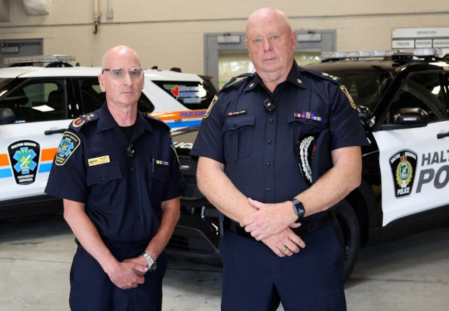 Greg Sage, Chief of Halton Region Paramedic Services, and Stephen Tanner, Chief of Halton Region Police Services