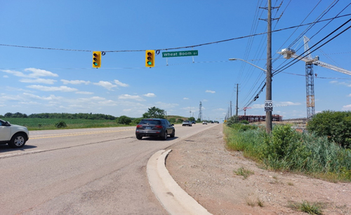 Before view of northbound Trafalgar Road lanes at Wheat Boom Drive