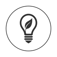 An icon of a lightbulb with a leaf.