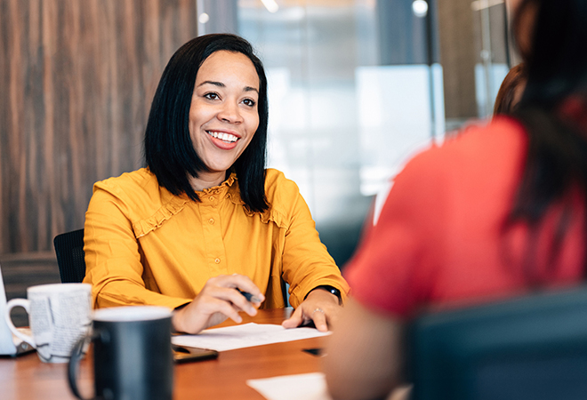 A woman at a job interview