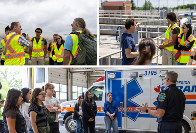 Students receiving a tour of the Halton Region Biosolids Management Centre, Mid-Halton Wastewater Treatment Plant and Paramedic Services Woodlands Operation Centre.